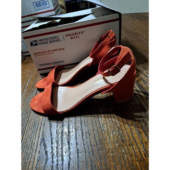 9.5 Dream Pairs Red Carnival Open Toe Low Block Chunky Heel Dress Shoes Sandals - Picture 3 of 6